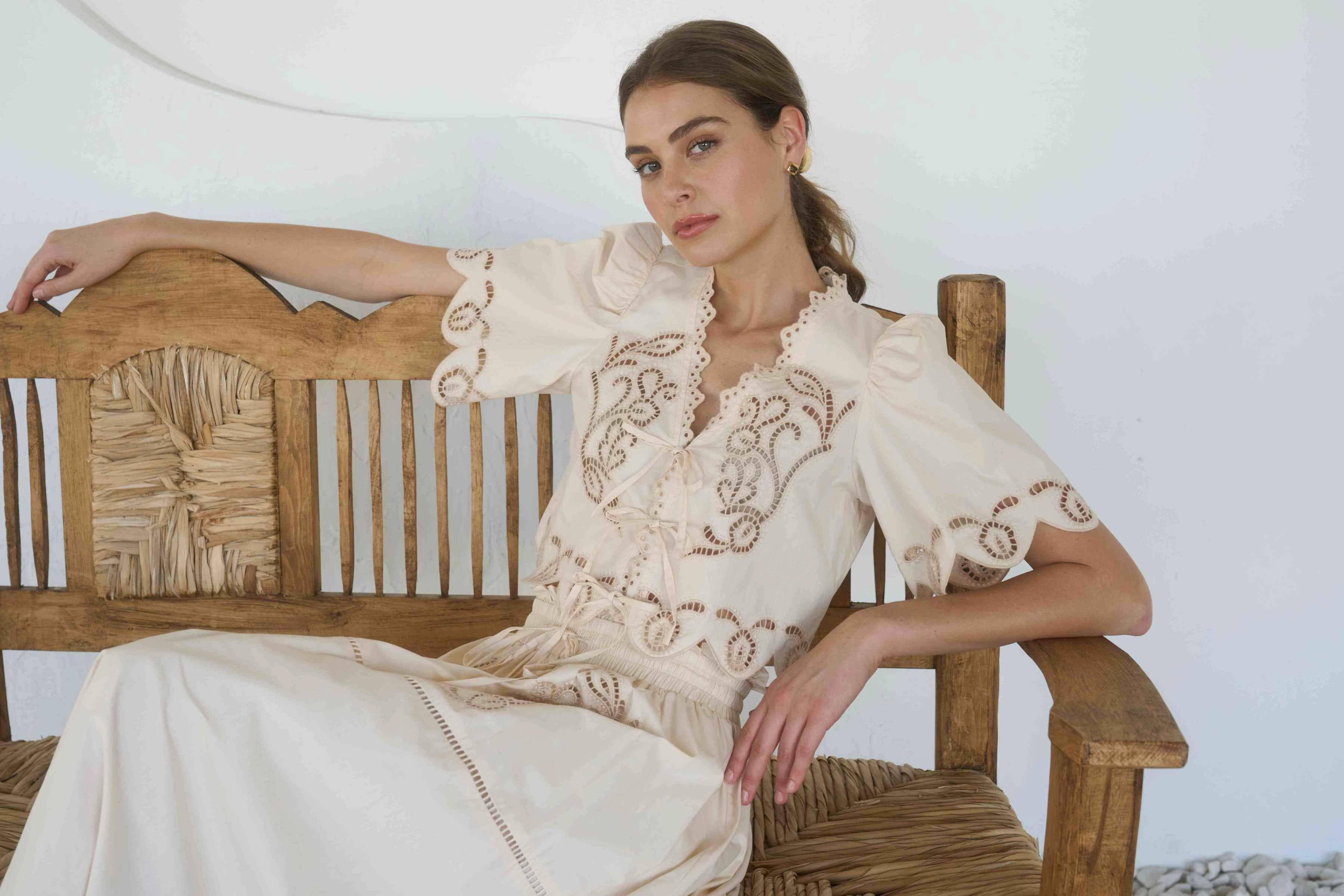 Eyelet Ladder Lace Front Tie Short Sleeve Top | Epic Collective